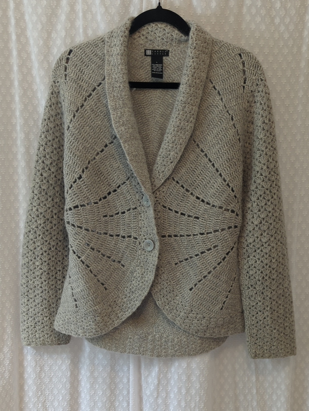 Carole Little Grey Lambswool Angora Cardigan, Women's L